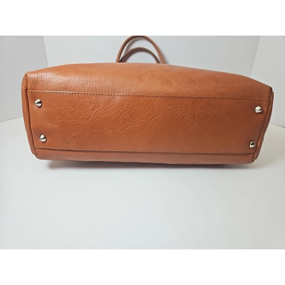 Furla Genuine Leather Medium Tote- Brown/‎ Orange Made In Italy